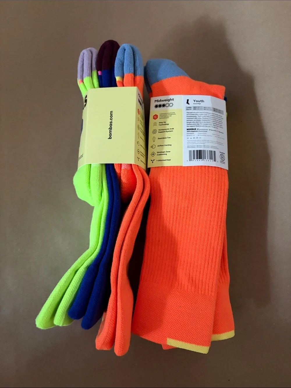 Bombas Youth Neon & Multicolor Athletic Socks - 2 pack (6 pairs)